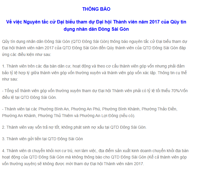 NGUYÊN TẮC CỬ ĐẠI BIỂU THAM DỰ ĐHTV NĂM 2017