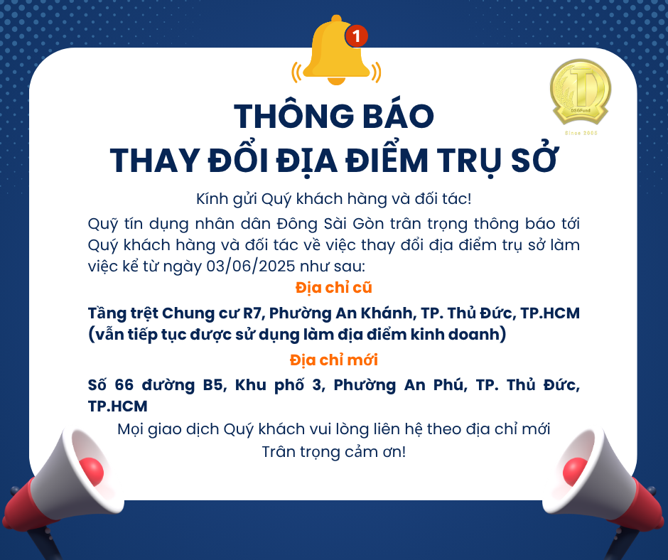 THÔNG BÁO VỀ VIỆC THAY ĐỔI ĐỊA ĐIỂM TRỤ SỞ LÀM VIỆC